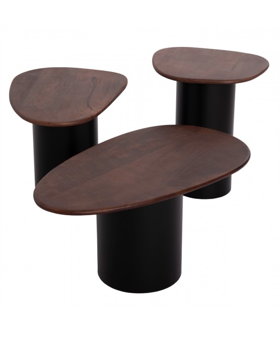 ΤΡΑΠΕΖΙA ΣΑΛΟΝΙΟΥ 3ΤΜΧ PEBBLES HM18004 MANGO TOP-ΜΕΤΑΛΛΙΚΕΣ ΜΑΥΡΕΣ ΒΑΣΕΙΣ