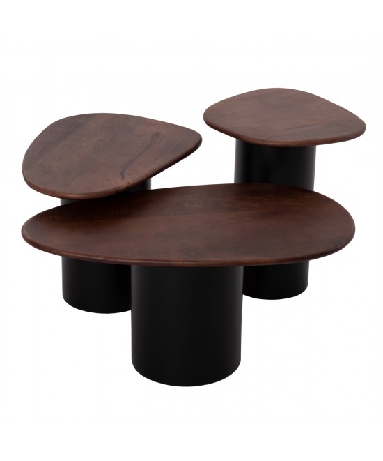 ΤΡΑΠΕΖΙA ΣΑΛΟΝΙΟΥ 3ΤΜΧ PEBBLES HM18004 MANGO TOP-ΜΕΤΑΛΛΙΚΕΣ ΜΑΥΡΕΣ ΒΑΣΕΙΣ