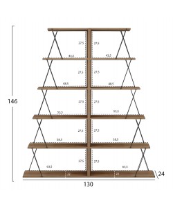 ΣΕΤ ΒΙΒΛΙΟΘΗΚΕΣ 2ΤΜΧ MINI TARS HM11772.14 ΜΕΛΑΜΙΝΗ ΦΥΣΙΚΟ OAK-ΜΑΥΡΟ 65x24x146Υεκ.(x2)