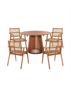 ΣΕΤ ΤΡΑΠΕΖΑΡΙΑΣ 5ΤΜΧ VAYA HM21074.01 ΣΤΡΟΓΓΥΛΟ ΤΡΑΠΕΖΙ Φ120εκ. & 4 ΚΑΡΕΚΛΕΣ