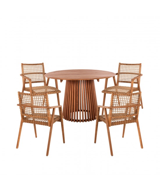 ΣΕΤ ΤΡΑΠΕΖΑΡΙΑΣ 5ΤΜΧ VAYA HM21074.01 ΣΤΡΟΓΓΥΛΟ ΤΡΑΠΕΖΙ Φ120εκ. & 4 ΚΑΡΕΚΛΕΣ