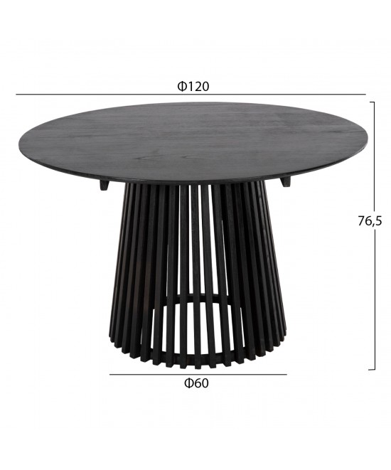 ΣΕΤ ΤΡΑΠΕΖΑΡΙΑΣ 5ΤΜΧ OSLO HM21075.01 ΣΤΡΟΓΓΥΛΟ ΤΡΑΠΕΖΙ Φ120εκ. & 4 ΚΑΡΕΚΛΕΣ-ΜΑΥΡΟ