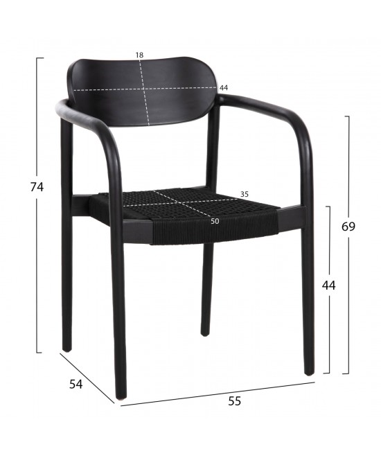 ΣΕΤ ΤΡΑΠΕΖΑΡΙΑΣ 5ΤΜΧ OSLO HM21075.01 ΣΤΡΟΓΓΥΛΟ ΤΡΑΠΕΖΙ Φ120εκ. & 4 ΚΑΡΕΚΛΕΣ-ΜΑΥΡΟ
