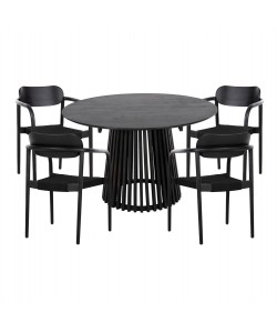 ΣΕΤ ΤΡΑΠΕΖΑΡΙΑΣ 5ΤΜΧ OSLO HM21075.01 ΣΤΡΟΓΓΥΛΟ ΤΡΑΠΕΖΙ Φ120εκ. & 4 ΚΑΡΕΚΛΕΣ-ΜΑΥΡΟ