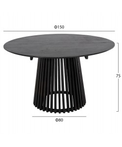 ΣΕΤ ΤΡΑΠΕΖΑΡΙΑΣ 5ΤΜΧ CANOP HM21077.02 ΣΤΡΟΓΓΥΛΟ ΤΡΑΠΕΖΙ Φ150εκ.& 4 ΚΑΡΕΚΛΕΣ-ΜΑΥΡΟ