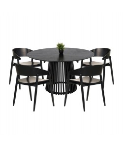 ΣΕΤ ΤΡΑΠΕΖΑΡΙΑΣ 5ΤΜΧ CANOP HM21077.02 ΣΤΡΟΓΓΥΛΟ ΤΡΑΠΕΖΙ Φ150εκ.& 4 ΚΑΡΕΚΛΕΣ-ΜΑΥΡΟ