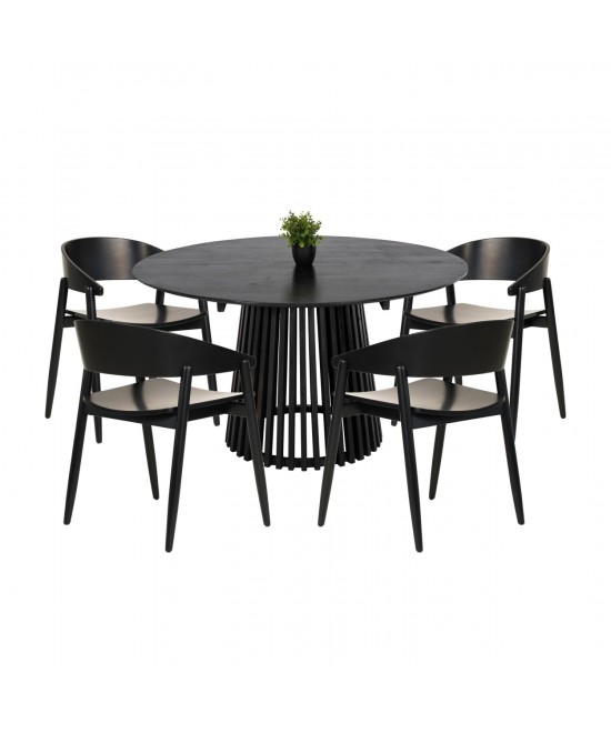 ΣΕΤ ΤΡΑΠΕΖΑΡΙΑΣ 5ΤΜΧ CANOP HM21077.02 ΣΤΡΟΓΓΥΛΟ ΤΡΑΠΕΖΙ Φ150εκ.& 4 ΚΑΡΕΚΛΕΣ-ΜΑΥΡΟ