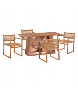 ΣΕΤ ΤΡΑΠΕΖΑΡΙΑΣ 5ΤΜΧ NARLEY HM21078.01 ΟΡΘΟΓΩΝΙΟ ΤΡΑΠΕΖΙ & 4 ΚΑΡΕΚΛΕΣ