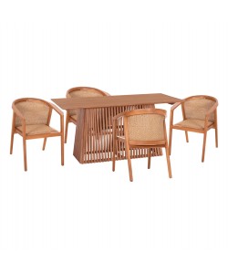 ΣΕΤ ΤΡΑΠΕΖΑΡΙΑΣ 5ΤΜΧ RENLY HM21078.02 ΟΡΘΟΓΩΝΙΟ ΤΡΑΠΕΖΙ & 4 ΚΑΡΕΚΛΕΣ