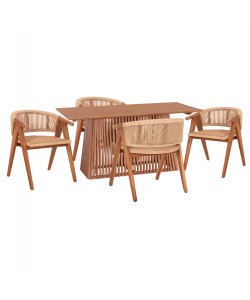 ΣΕΤ ΤΡΑΠΕΖΑΡΙΑΣ 5ΤΜΧ BRANN HM21078.03 ΟΡΘΟΓΩΝΙΟ ΤΡΑΠΕΖΙ & 4 ΚΑΡΕΚΛΕΣ