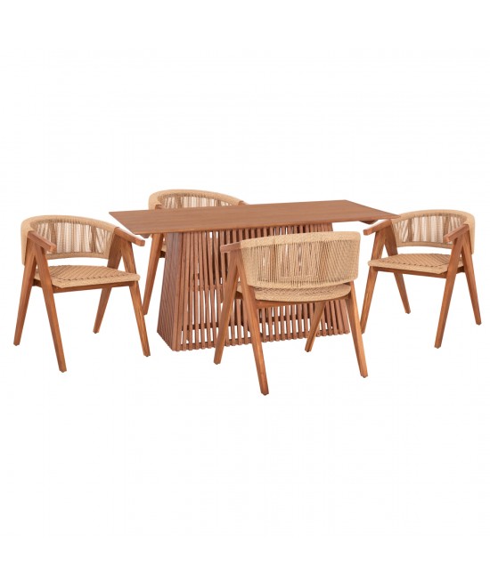 ΣΕΤ ΤΡΑΠΕΖΑΡΙΑΣ 5ΤΜΧ BRANN HM21078.03 ΟΡΘΟΓΩΝΙΟ ΤΡΑΠΕΖΙ & 4 ΚΑΡΕΚΛΕΣ