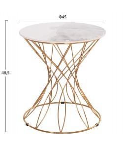 ΒΟΗΘΗΤΙΚΟ ΤΡΑΠΕΖΑΚΙ RUDY HM18037.01 ΚΕΡΑΜΙΚΟ TOP ΛΕΥΚΟ-ΜΕΤΑΛΛΟ ΧΡΥΣΟ Φ45x48,5Υεκ.