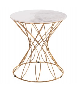 ΒΟΗΘΗΤΙΚΟ ΤΡΑΠΕΖΑΚΙ RUDY HM18037.01 ΚΕΡΑΜΙΚΟ TOP ΛΕΥΚΟ-ΜΕΤΑΛΛΟ ΧΡΥΣΟ Φ45x48,5Υεκ.