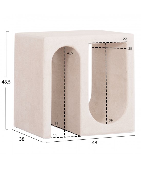 ΤΡΑΠΕΖΙ ΣΑΛΟΝΙΟΥ ΣΕΙΡΑ SANTORINI HM18070 MDF ΣΕ ΥΠΟΛΕΥΚΟ ΧΡΩΜΑ 48x38x48,5Υεκ.