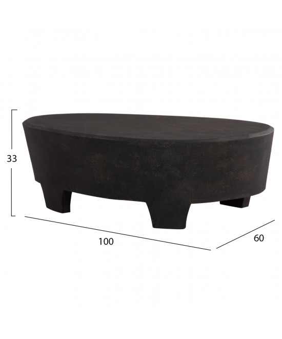 ΤΡΑΠΕΖΙ ΣΑΛΟΝΙΟΥ ΟΒΑΛ ΣΕΙΡΑ SANTORINI HM18066 MDF ΣΕ ΜΑΥΡΟ ΧΡΩΜΑ 100x60x33Υεκ.