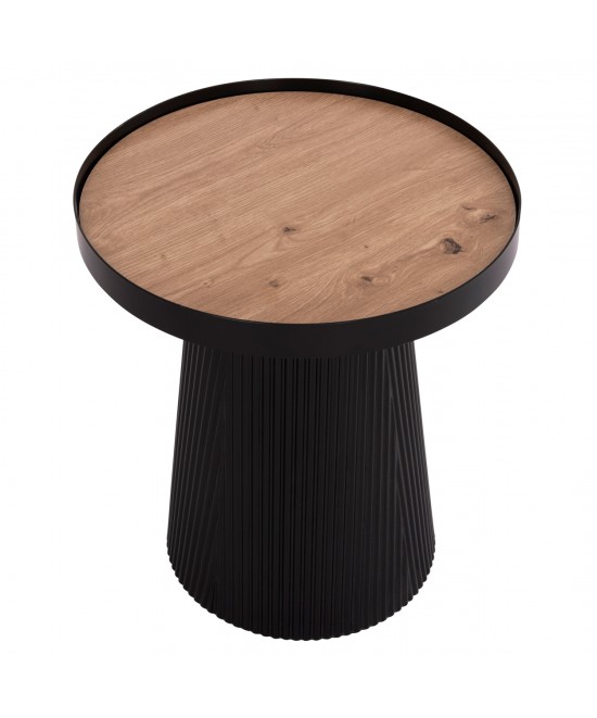 ΤΡΑΠΕΖΑΚΙ ΒΟΗΘΗΤΙΚΟ DENTON HM18023.01 MDF TOP ΦΥΣΙΚΟ ΞΥΛΟΥ-ΒΑΣΗ ΜΑΥΡΗ Φ45x51,5Υεκ.