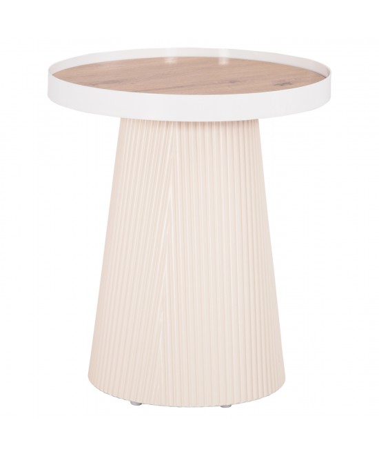 ΤΡΑΠΕΖΑΚΙ ΒΟΗΘΗΤΙΚΟ DENTON HM18023.02 MDF TOP ΦΥΣΙΚΟ ΞΥΛΟΥ-ΒΑΣΗ ΛΕΥΚΗ Φ45x51,5Υεκ.
