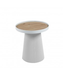 ΤΡΑΠΕΖΑΚΙ ΒΟΗΘΗΤΙΚΟ DENTON HM18023.02 MDF TOP ΦΥΣΙΚΟ ΞΥΛΟΥ-ΒΑΣΗ ΛΕΥΚΗ Φ45x51,5Υεκ.