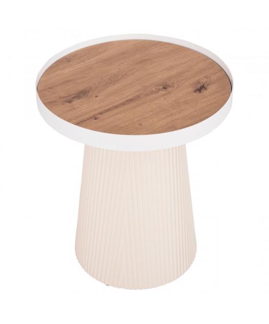 ΤΡΑΠΕΖΑΚΙ ΒΟΗΘΗΤΙΚΟ DENTON HM18023.02 MDF TOP ΦΥΣΙΚΟ ΞΥΛΟΥ-ΒΑΣΗ ΛΕΥΚΗ Φ45x51,5Υεκ.