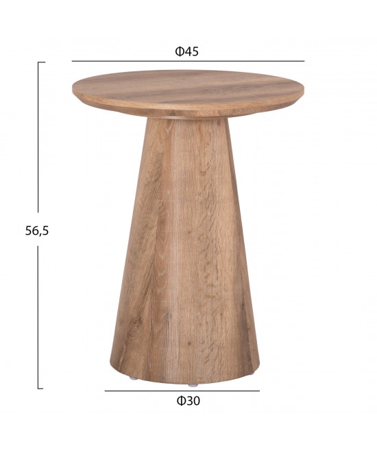 ΒΟΗΘΗΤΙΚΟ ΤΡΑΠΕΖΑΚΙ KARAN HM18029 MDF ΣΕ ΦΥΣΙΚΟ ΧΡΩΜΑ ΞΥΛΟΥ Φ45x56,5Υεκ