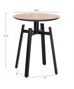 ΒΟΗΘΗΤΙΚΟ ΤΡΑΠΕΖΑΚΙ NORTON HM18036.03 ΜΕΤΑΛΛΙΚΑ ΠΟΔΙΑ ΜΑΥΡΑ-MDF TOP SONAMA Φ45x55,5Υεκ