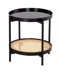 ΒΟΗΘΗΤΙΚΟ ΤΡΑΠΕΖΙ SEITZ HM18031 ΓΥΑΛΙ TOP-ΜΕΤΑΛΛΟ-RATTAN ΣΕ ΦΥΣΙΚΟ Φ50x55,5Υεκ.