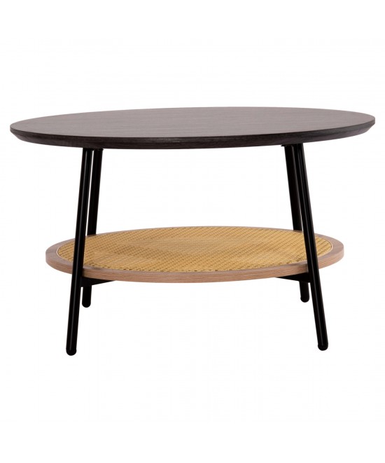 ΤΡΑΠΕΖΙ ΣΑΛΟΝΙΟΥ SEWELL HM18033 MDF ΣΕ ZEBRANO-ΜΕΤΑΛΛΙΚΑ ΠΟΔΙΑ-WICKER Φ80x46,5Υεκ.