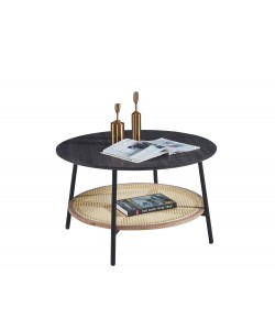 ΤΡΑΠΕΖΙ ΣΑΛΟΝΙΟΥ SEWELL HM18033 MDF ΣΕ ZEBRANO-ΜΕΤΑΛΛΙΚΑ ΠΟΔΙΑ-WICKER Φ80x46,5Υεκ.