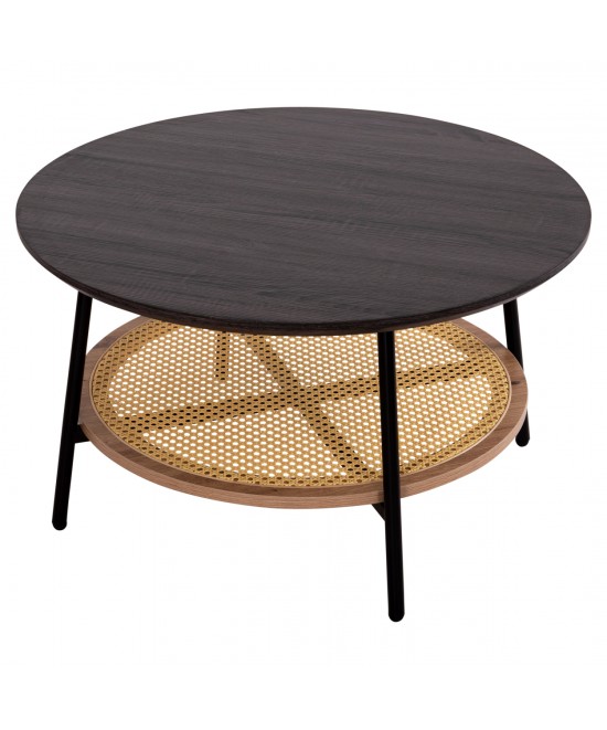 ΤΡΑΠΕΖΙ ΣΑΛΟΝΙΟΥ SEWELL HM18033 MDF ΣΕ ZEBRANO-ΜΕΤΑΛΛΙΚΑ ΠΟΔΙΑ-WICKER Φ80x46,5Υεκ.