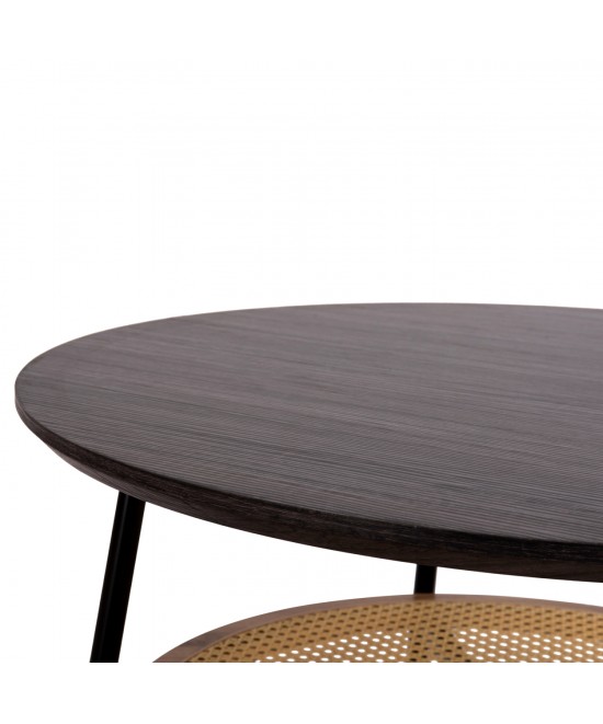 ΤΡΑΠΕΖΙ ΣΑΛΟΝΙΟΥ SEWELL HM18033 MDF ΣΕ ZEBRANO-ΜΕΤΑΛΛΙΚΑ ΠΟΔΙΑ-WICKER Φ80x46,5Υεκ.