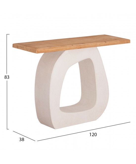 ΚΟΝΣΟΛΑ ΣΕΙΡΑ SANTORINI HM18043 ΤΟΠ ΞΥΛΟ ΕΛΑΤΟΥ-ΒΑΣΗ ΥΠΟΛΕΥΚΟ MDF 120x38x83Υεκ.