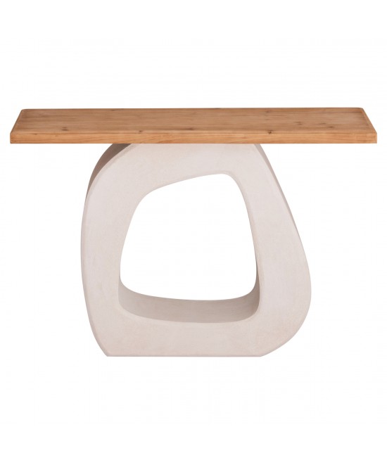 ΚΟΝΣΟΛΑ ΣΕΙΡΑ SANTORINI HM18043 ΤΟΠ ΞΥΛΟ ΕΛΑΤΟΥ-ΒΑΣΗ ΥΠΟΛΕΥΚΟ MDF 120x38x83Υεκ.