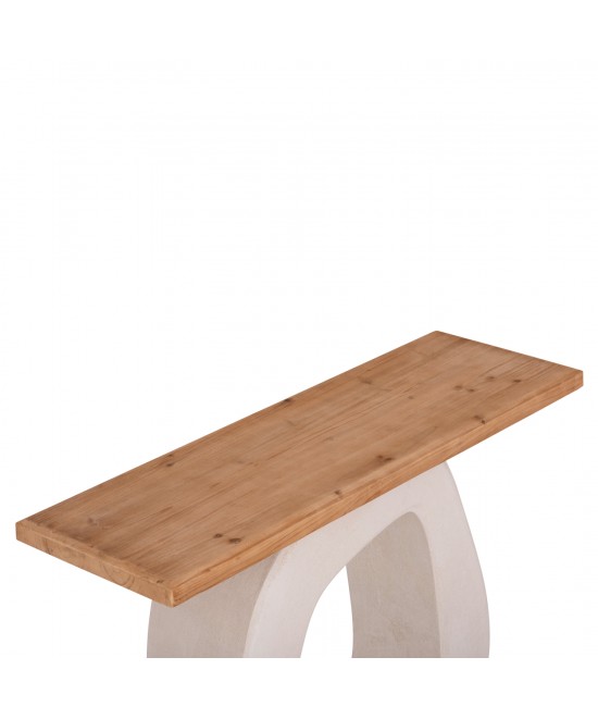 ΚΟΝΣΟΛΑ ΣΕΙΡΑ SANTORINI HM18043 ΤΟΠ ΞΥΛΟ ΕΛΑΤΟΥ-ΒΑΣΗ ΥΠΟΛΕΥΚΟ MDF 120x38x83Υεκ.