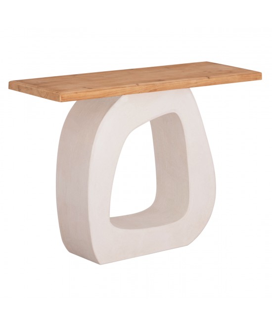 ΚΟΝΣΟΛΑ ΣΕΙΡΑ SANTORINI HM18043 ΤΟΠ ΞΥΛΟ ΕΛΑΤΟΥ-ΒΑΣΗ ΥΠΟΛΕΥΚΟ MDF 120x38x83Υεκ.