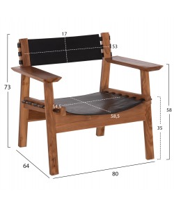 ΠΟΛΥΘΡΟΝΑ KONNA HM9928.01 TEAK ΞΥΛΟ ΣΕ ΦΥΣΙΚΟ-ΔΕΡΜΑ ΑΓΕΛΑΔΟΣ ΣΕ ΜΑΥΡΟ 80x64x73Υεκ.