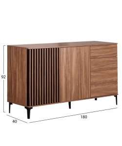 ΜΠΟΥΦΕΣ ΣΕΙΡΑ HARRY HM18006.01 ΜΕΛΑΜΙΝΗ ΦΥΣΙΚΟ ΞΥΛΟΥ-ΜΑΥΡΟ 180x40x92Υεκ.