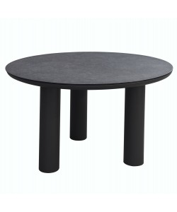 ΤΡΑΠΕΖΙ ΑΛΟΥΜΙΝΙΟΥ DOSUN HM6201.01 ΓΚΡΙ ΣΚΕΛΕΤΟΣ-3D PRINT ΓΥΑΛΙ-ΚΕΡΑΜΙΚΟ LOOK Φ120εκ