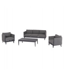 ΣΕΤ ΣΑΛΟΝΙ ΕΞΩΤΕΡΙΚΟΥ ΧΩΡΟΥ 4ΤΜΧ LARRY HM6188.01 ΑΛΟΥΜΙΝΙΟ ΣΚΟΥΡΟ ΓΚΡΙ- P.E.ΥΦΑΣΜΑ