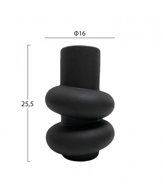 ΕΠΙΤΡΑΠΕΖΙΟ ΚΕΡΑΜΙΚΟ ΔΙΑΚΟΣΜΗΤΙΚΟ ROOK HM4627.02 ΜΑΥΡΟ ΜΑΤ Φ16x25,5Υεκ