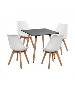 ΣΕΤ 5ΤΜΧ ΤΡΑΠΕΖΙ MINIMAL ΜΑΥΡΟ & VEGAS ΛΕΥΚΕΣ HM10601 80x80x74 cm.