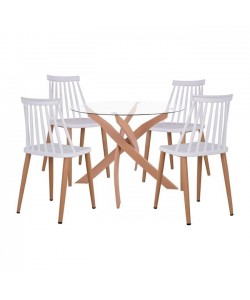 ΣΕΤ ΤΡΑΠΕΖΑΡΙΑΣ 5ΤΜΧ ΚΑΡΕΚΛΕΣ VANESSA ΛΕΥΚΕΣ & ΤΡΑΠΕΖΙ ΜΕΤΑΛΛΙΚΟ Φ90X74Υ HM11304