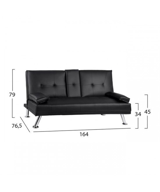 ΚΑΝΑΠΕΣ ΚΡΕΒΑΤΙ BENIN ΜΕ ΜΑΥΡΟ PU 165x76,5x79 εκ ΚΑΙ ΠΤΥΣΣΟΜΕΝΟ ΜΠΡΑΤΣΟ HM3157.01
