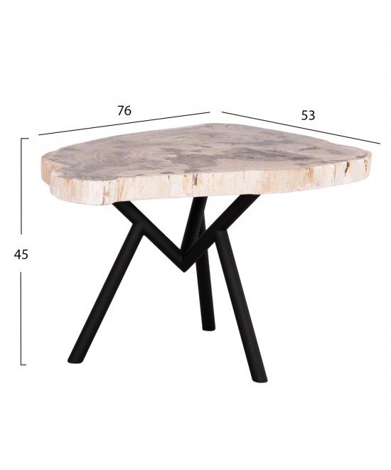 ΤΡΑΠΕΖΙ ΣΑΛΟΝΙΟΥ SAMAN HM9930 ΜΑΥΡΑ ΜΕΤΑΛΛΙΚΑ ΠΟΔΙΑ-TOP ΑΠΟΛΙΘΩΜΕΝΟΥ ΞΥΛΟΥ 76x53x45Υεκ