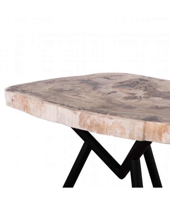 ΤΡΑΠΕΖΙ ΣΑΛΟΝΙΟΥ SAMAN HM9930 ΜΑΥΡΑ ΜΕΤΑΛΛΙΚΑ ΠΟΔΙΑ-TOP ΑΠΟΛΙΘΩΜΕΝΟΥ ΞΥΛΟΥ 76x53x45Υεκ