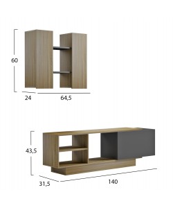 ΣΥΝΘΕΣΗ ΤΗΛΕΟΡΑΣΗΣ TYSON HM18081 ΜΕΛΑΜΙΝΗ ΣΟΝΑΜΑ-ΓΚΡΙ 140x31.5x43.5Υεκ.