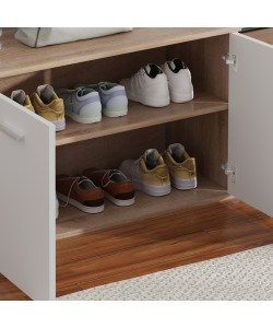 ΠΑΠΟΥΤΣΟΘΗΚΗ DIONNE HM4363 ΜΕΛΑΜΙΝΗ ΣΕ ΣΟΝΑΜΑ-ΛΕΥΚΟ 80x35x46Υεκ.