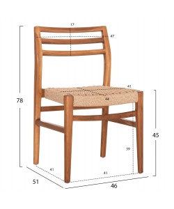 ΚΑΡΕΚΛΑ ΤΡΑΠΕΖΑΡΙΑΣ HERRIN HM18231 ΞΥΛΟ TEAK-ΣΧΟΙΝΙ VIRO 46x51x78Υεκ.