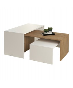 ΤΡΑΠΕΖΙ ΣΑΛΟΝΙΟΥ ΣΕΤ 3ΤΜΧ BENTIL HM9444.11 ΜΕΛΑΜΙΝΗ SONAMA-ΛΕΥΚΟ 65x35x45Υεκ