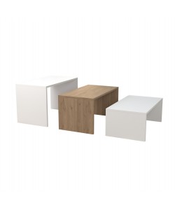 ΤΡΑΠΕΖΙ ΣΑΛΟΝΙΟΥ ΣΕΤ 3ΤΜΧ BENTIL HM9444.11 ΜΕΛΑΜΙΝΗ SONAMA-ΛΕΥΚΟ 65x35x45Υεκ