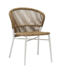 ΚΑΡΕΚΛΑ ΑΛΟΥΜΙΝΙΟΥ LYNN HM6267.02 ΛΕΥΚΟΣ ΣΚΕΛΕΤΟΣ-P.E.RATTAN ΦΥΣΙΚΟ 57x61x79Υεκ